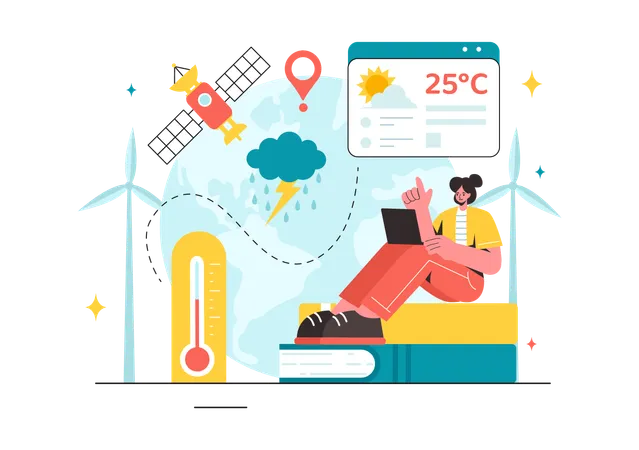 Male meteorologist presenting weather data  Illustration