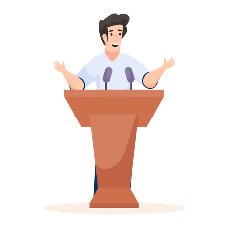 Male motivational speaker giving speech Illustration