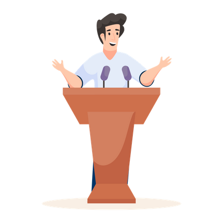 Male motivational speaker giving speech  Illustration