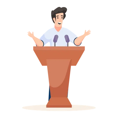 Male motivational speaker giving speech  Illustration