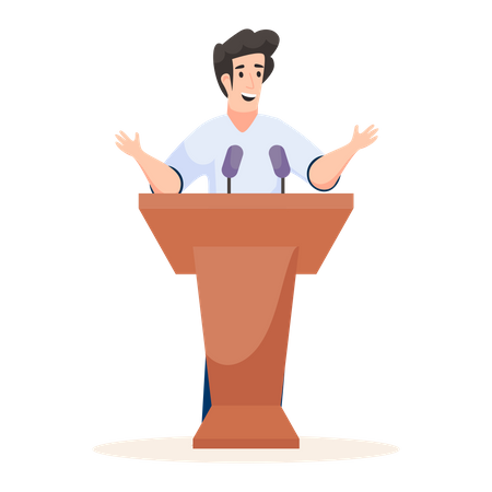 Male motivational speaker giving speech  Illustration
