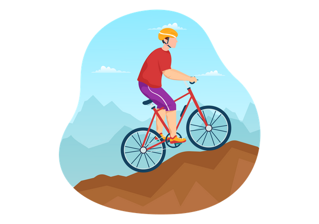 Male Mountain Biking  Illustration