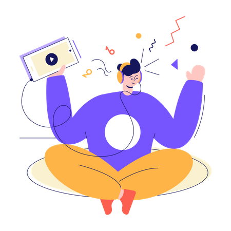 Male music listener  Illustration