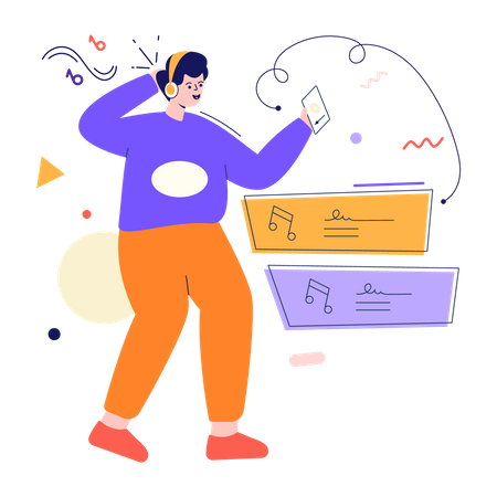 Male music listener  Illustration