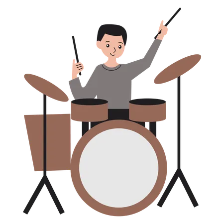 Male Musician playing drum  Illustration