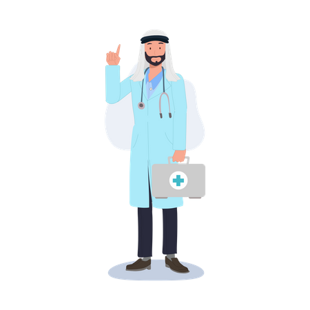 Male Muslim doctor is making suggestion Illustration
