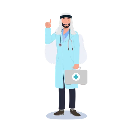 Male Muslim doctor is making suggestion  Illustration