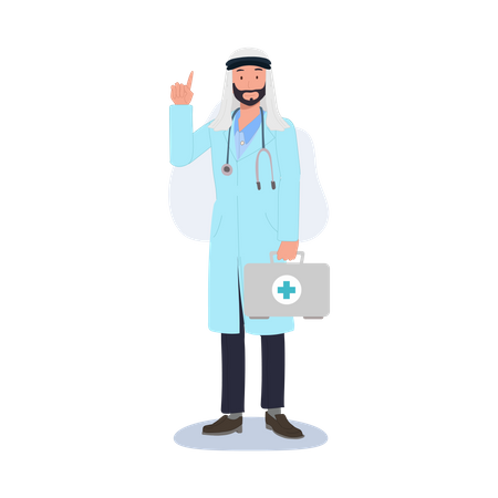 Male Muslim doctor is making suggestion  Illustration