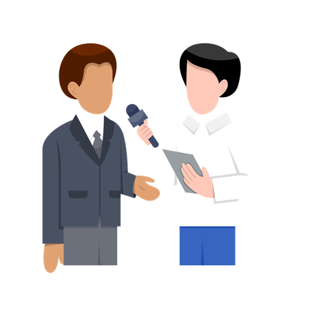 Male News Reporter Interviewing businessman  Illustration