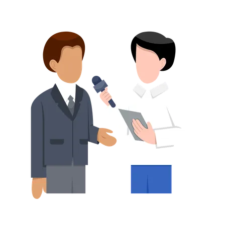 Male News Reporter Interviewing businessman  Illustration