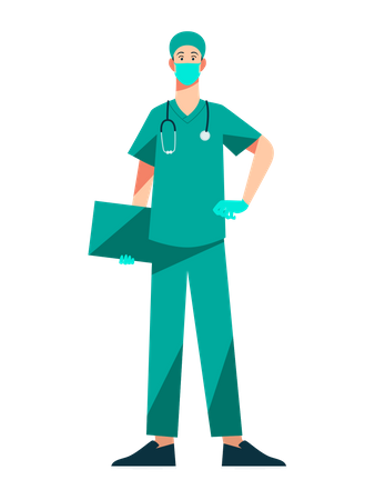 Male Nurse holding writing pad  Illustration