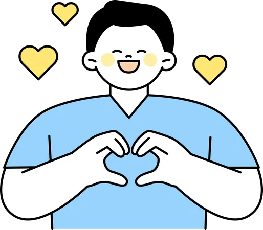 Male nurse showing heart gesture  Illustration