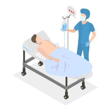 Male nurse standing along patient  Illustration