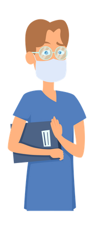 Male nurse wearing face mask Illustration