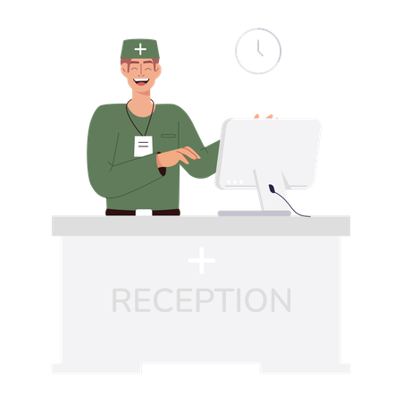 Male nurse working at Hospital Reception  Illustration