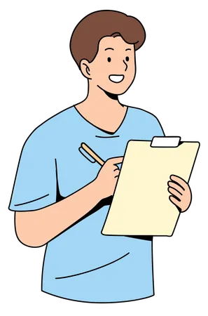Male Nurse write medical report  Illustration