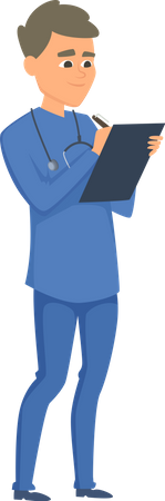 Male nurse writing down report  Illustration