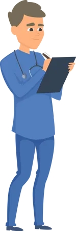 Male nurse writing down report  Illustration