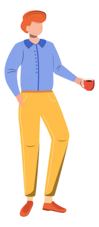 Male office worker drinking coffee Illustration