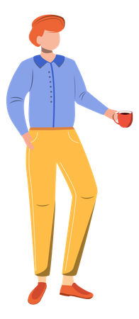 Male office worker drinking coffee  Illustration