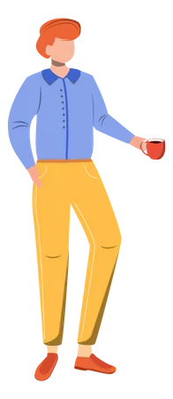 Male office worker drinking coffee  Illustration