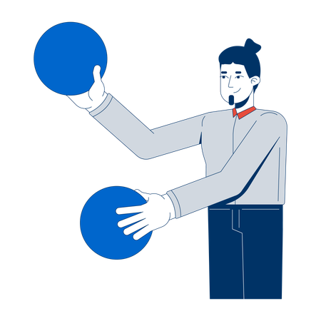 データ球を操る男性会社員  イラスト