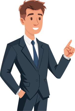 Male office worker making gesture with his hand pointing to the side  Illustration