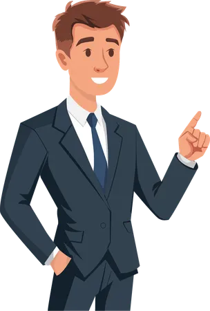 Male office worker making gesture with his hand pointing to the side  Illustration