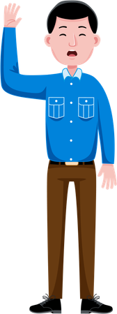 Male officer raising hand  Illustration