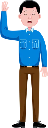 Male officer raising hand  Illustration