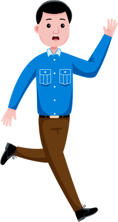 Male officer running  Illustration