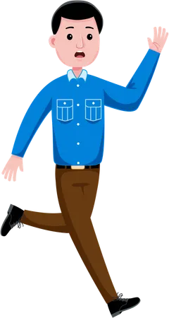 Male officer running  Illustration