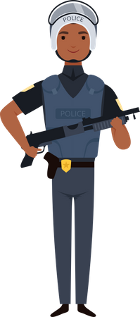 Officier de police masculin tenant un volant  Illustration