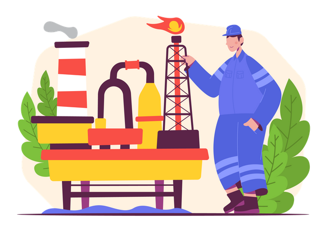 Male oil industry worker Illustration