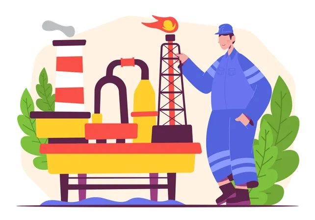 Male oil industry worker  Illustration