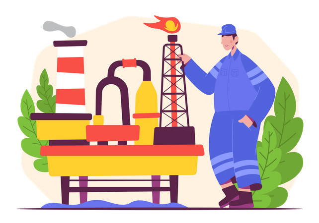 Male oil industry worker  Illustration