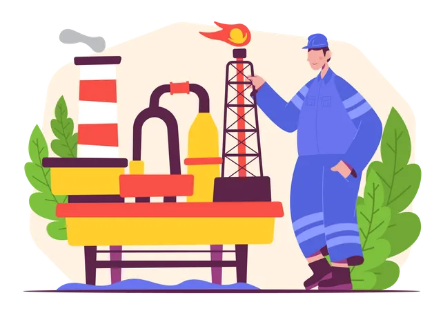 Male oil industry worker  Illustration