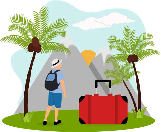 Male on adventure camping Illustration