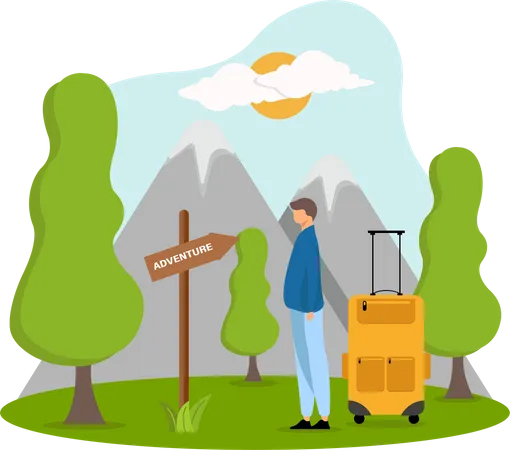 Male on adventure trip  Illustration