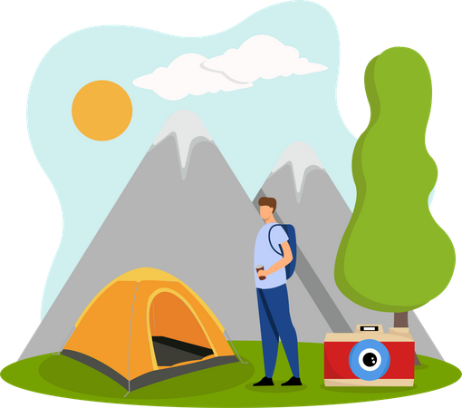Male on camping Illustration