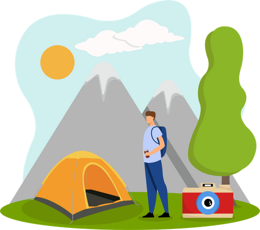 Male on camping  Illustration