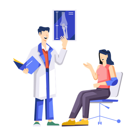 Male Orthopaedic doctor looking bone xray  Illustration