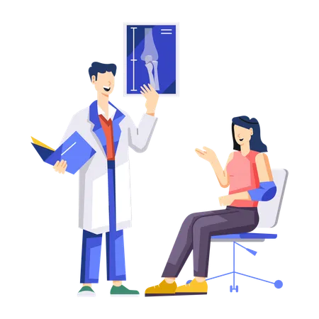 Male Orthopaedic doctor looking bone xray  Illustration