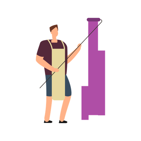 Male painting wall  Illustration