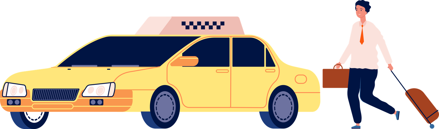 Male passengers calling taxi  Illustration