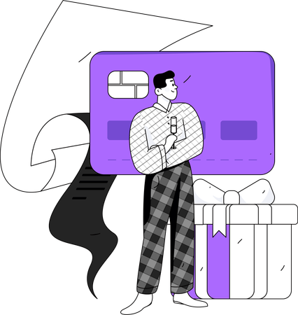 Male Paying via Credit card  Illustration