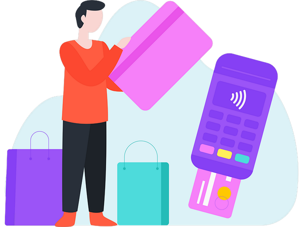 Male Payment via Credit Card  Illustration