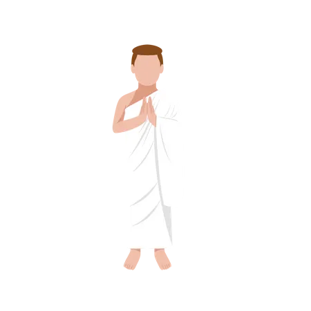 Pèlerin masculin Hajj priant namaz  Illustration