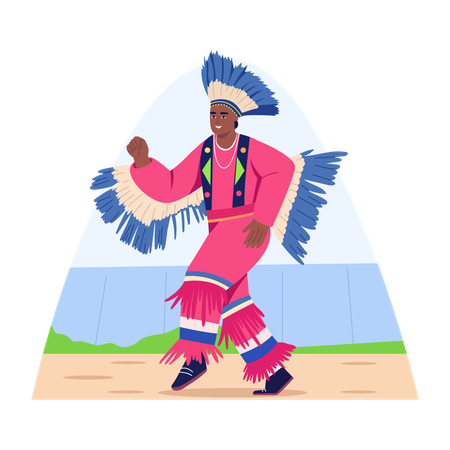 伝統的なダンスを踊る男性  イラスト