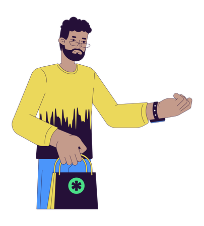 Male pharmacy customer with nfc watch  Illustration